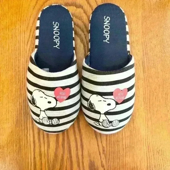 ๐ 6/$60 Snoopy Peanuts Stripes Grey Blue Hello Weekend Kids 3/4 Womenโs 5/5.5 - Picture 7 of 7